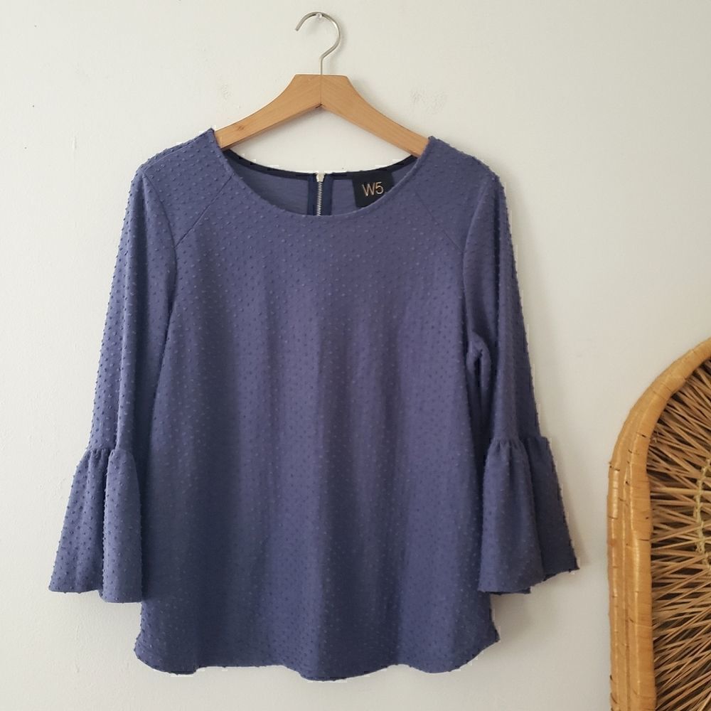 W5 Swiss Dot Bell Sleeve Blouse S